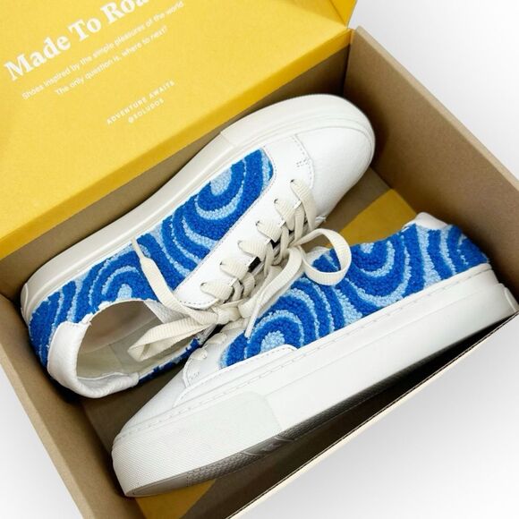SOLUDOS NIB Ibiza Platform Sneaker Psychedelic Swirl Marine Blue Anthropologie‎ - Picture 12 of 12
